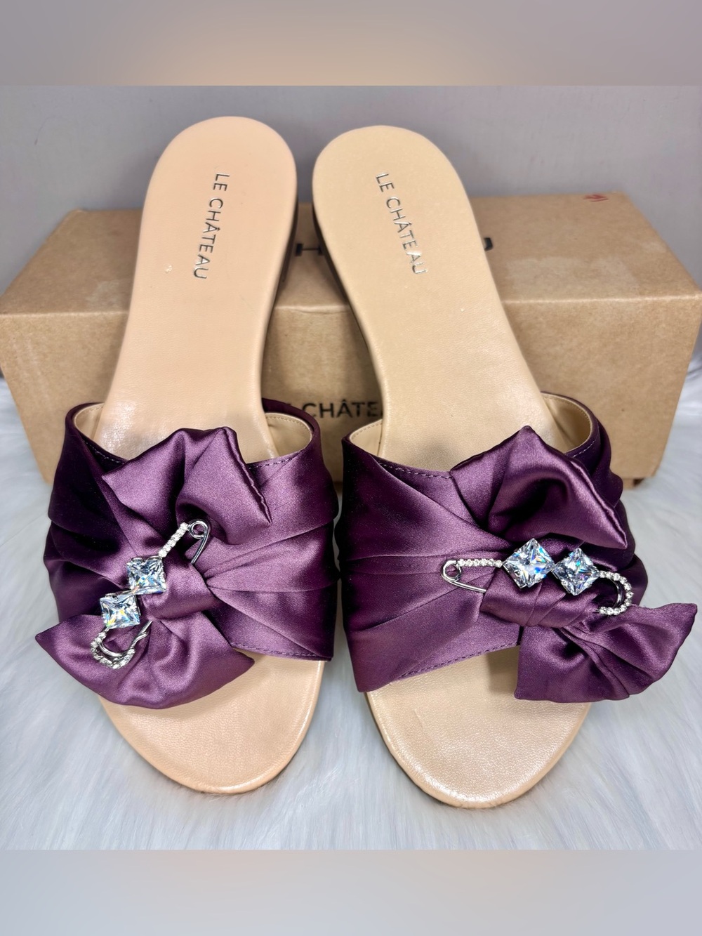 LE CHATEAU Amethyst Sandals w/ Crystal Embellishments